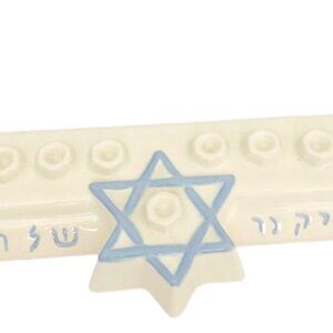 Vintage Handmade Ceramic Menorah with Star of David